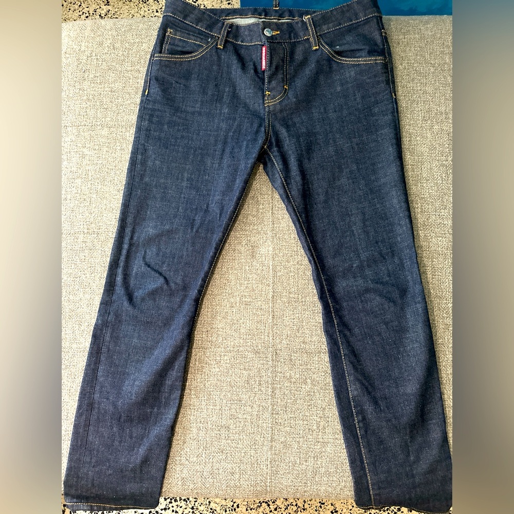 DSQUARED2 Women's Raw Denim Pants 42 COOL GIRL JEAN Cropped  Indigo Blue